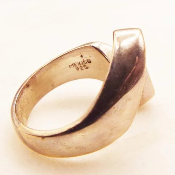 1980S MEXICO STERLING WAVY MOBIUS UP & DOWN ROLLERCOASTER HEAVY SZ. 9.5 RING 18 - Picture 3 of 4